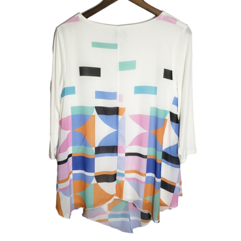 Peck & Peck Pastels Split Front Top Blouse Women's Size Medium - Picture 5 of 7
